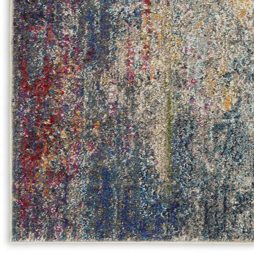 Blue And Beige Abstract Power Loom Non Skid Area Rug Photo 9