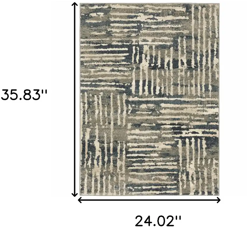 Blue And Beige Abstract Power Loom Stain Resistant Area Rug Photo 10