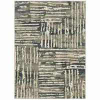 Photo of Blue And Beige Abstract Power Loom Stain Resistant Area Rug