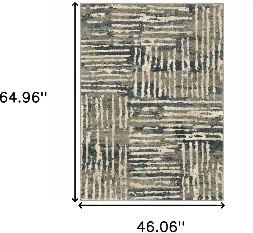 Blue And Beige Abstract Power Loom Stain Resistant Area Rug Photo 10