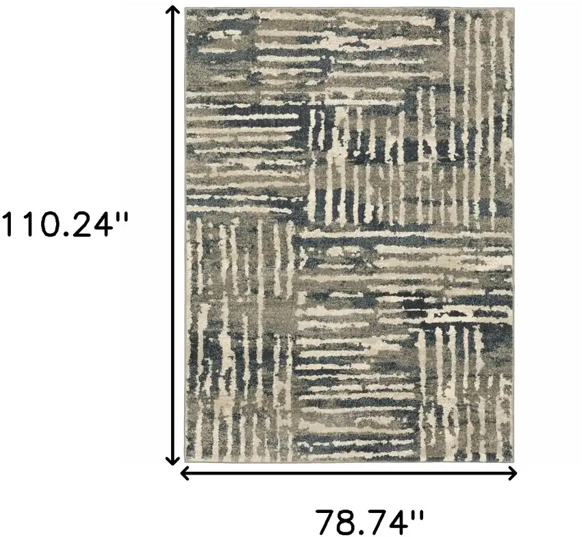 Blue And Beige Abstract Power Loom Stain Resistant Area Rug Photo 10