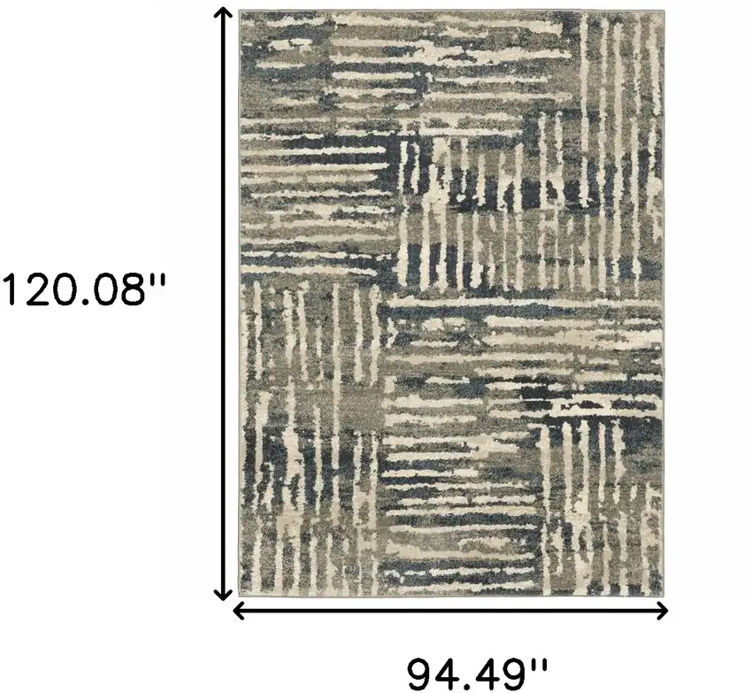 Blue And Beige Abstract Power Loom Stain Resistant Area Rug Photo 10
