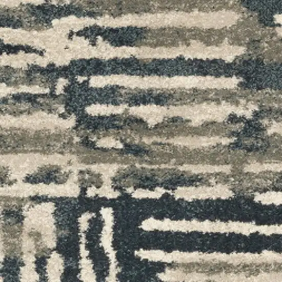 2' X 8' Blue And Beige Abstract Power Loom Stain Resistant Runner Rug Photo 4