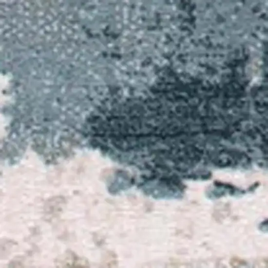 Blue And Beige Abstract Runner Rug Photo 4