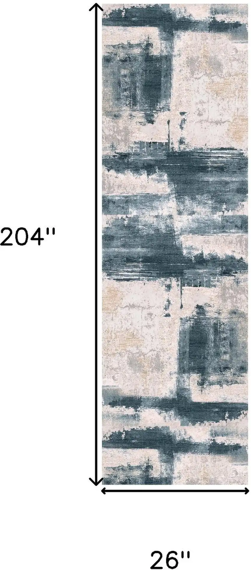 Blue And Beige Abstract Runner Rug Photo 5
