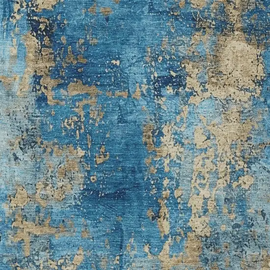 Blue And Beige Abstract Washable Indoor Outdoor Area Rug Photo 7