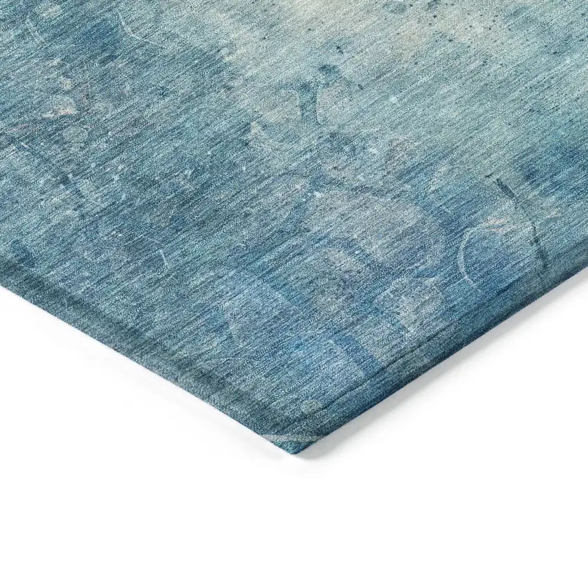 Blue And Beige Abstract Washable Indoor Outdoor Area Rug Photo 8
