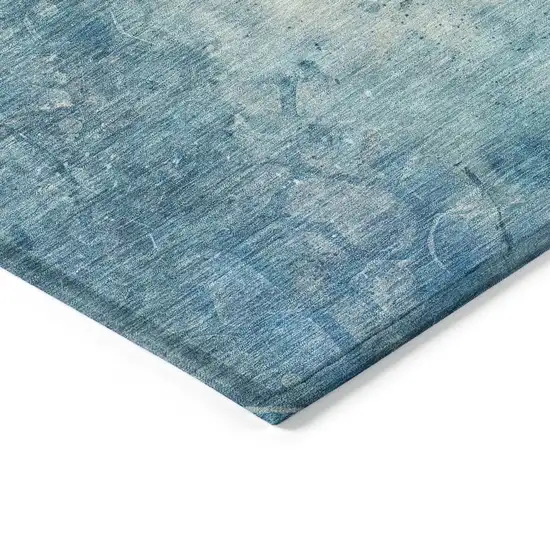 Blue And Beige Abstract Washable Indoor Outdoor Area Rug Photo 9