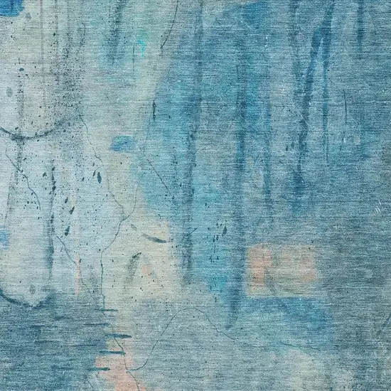 Blue And Beige Abstract Washable Indoor Outdoor Area Rug Photo 2