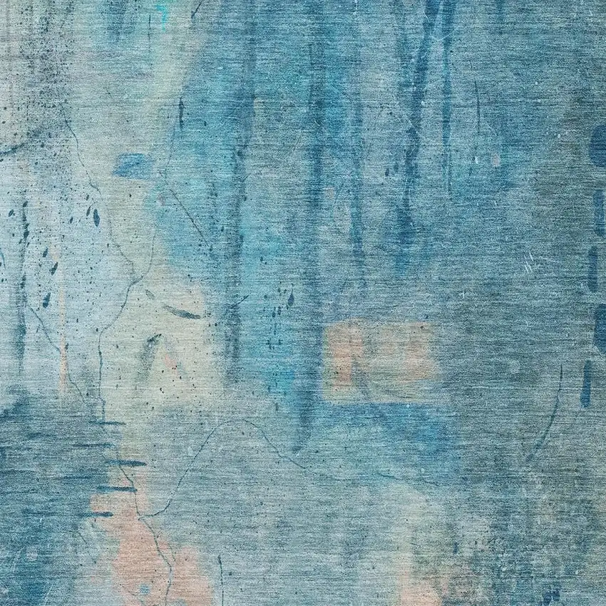 Blue And Beige Abstract Washable Indoor Outdoor Area Rug Photo 6