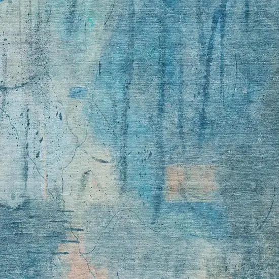 Blue And Beige Abstract Washable Indoor Outdoor Area Rug Photo 6