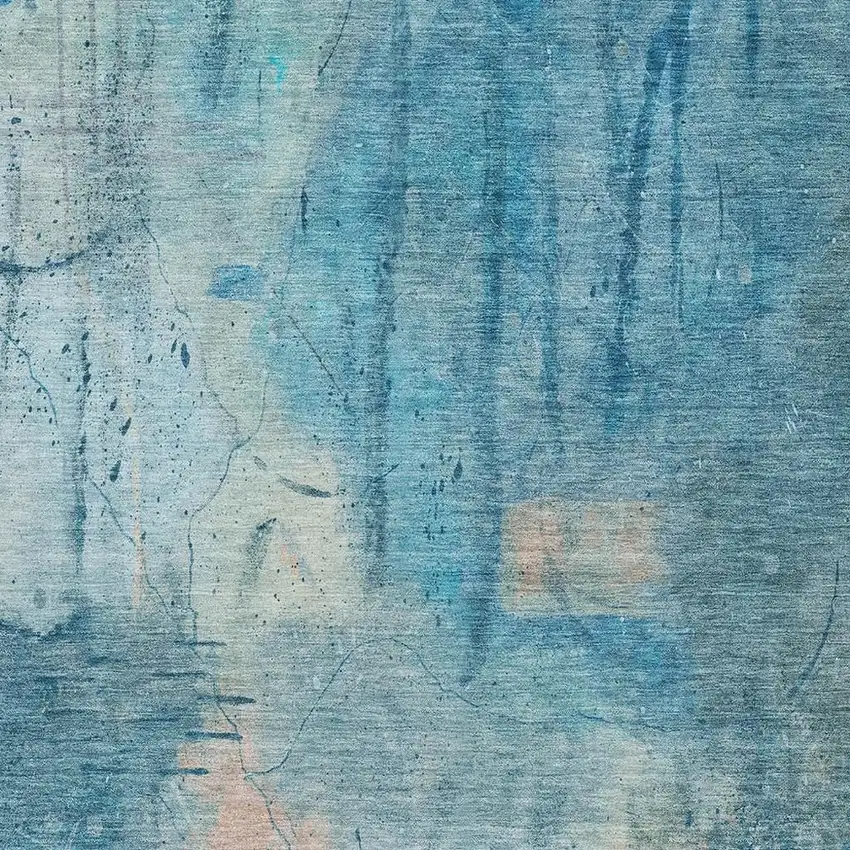 Blue And Beige Abstract Washable Indoor Outdoor Area Rug Photo 6