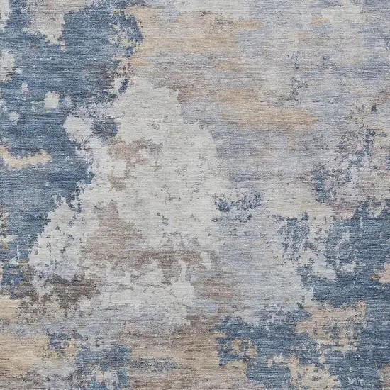 Blue And Beige Abstract Washable Indoor Outdoor Area Rug Photo 2