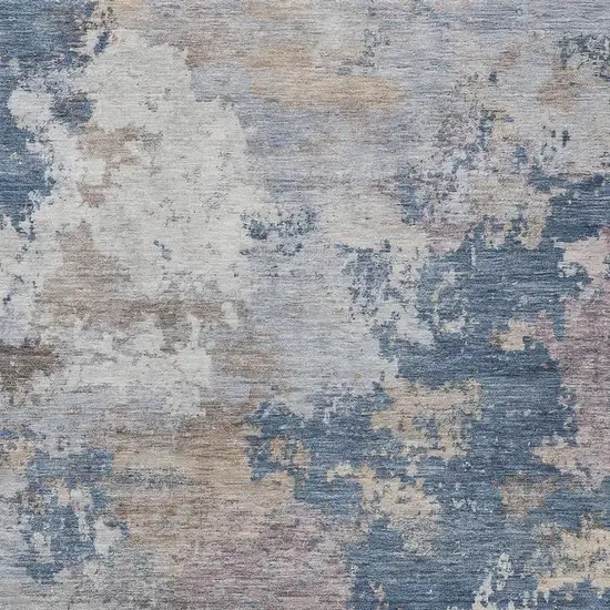 Blue And Beige Abstract Washable Indoor Outdoor Area Rug Photo 2