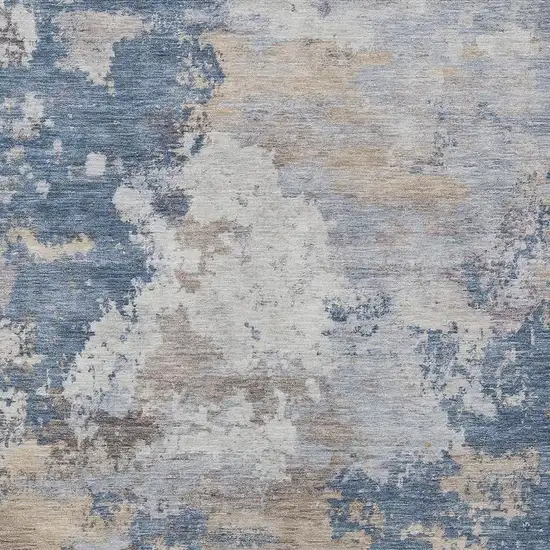 Blue And Beige Abstract Washable Indoor Outdoor Area Rug Photo 2