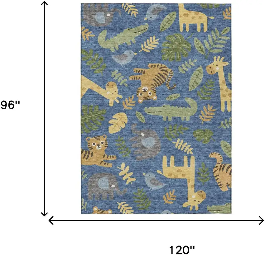 Blue And Beige Abstract Washable Indoor Outdoor Area Rug Photo 6