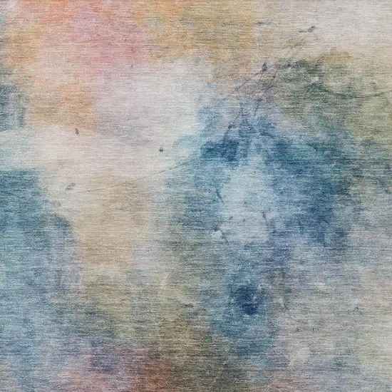 Blue And Beige Abstract Washable Indoor Outdoor Area Rug Photo 8