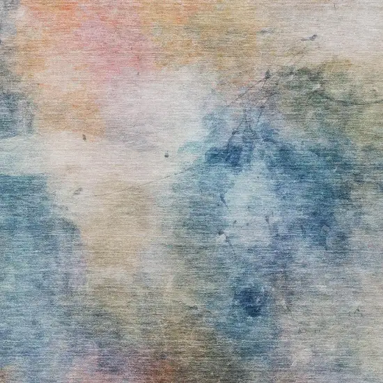 Blue And Beige Abstract Washable Indoor Outdoor Area Rug Photo 2