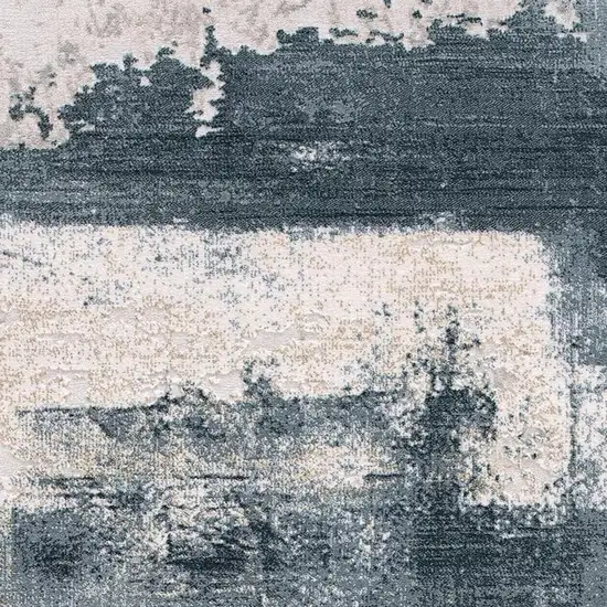 Blue And Beige Abstract Washable Area Rug Photo 3