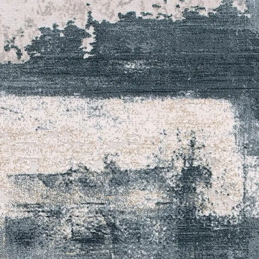 Blue And Beige Abstract Washable Area Rug Photo 3