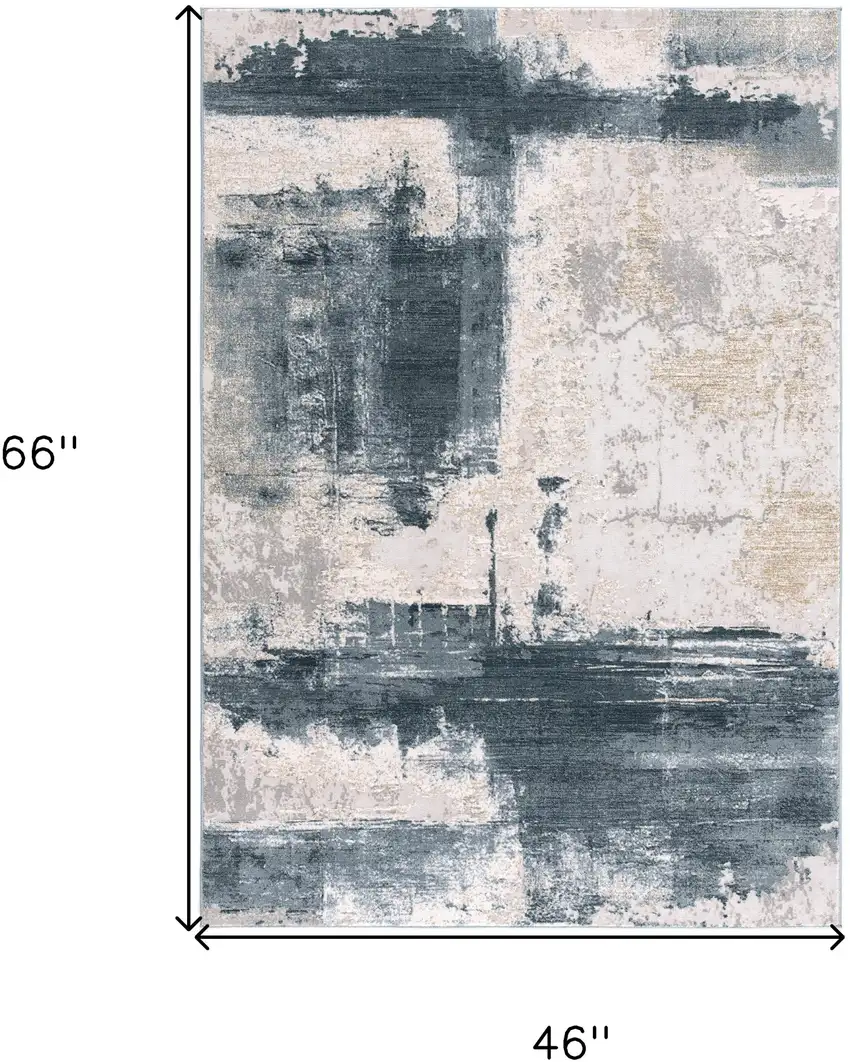 Blue And Beige Abstract Washable Area Rug Photo 8