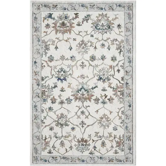 Blue And Beige Floral Area Rug Photo 2