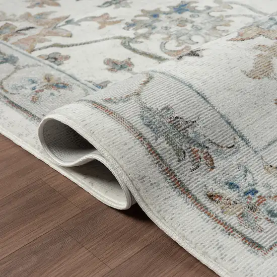 Blue And Beige Floral Area Rug Photo 6