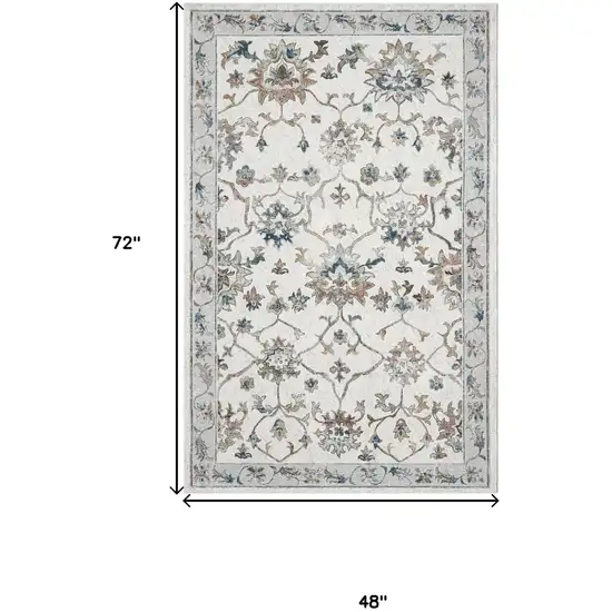 Blue And Beige Floral Area Rug Photo 3
