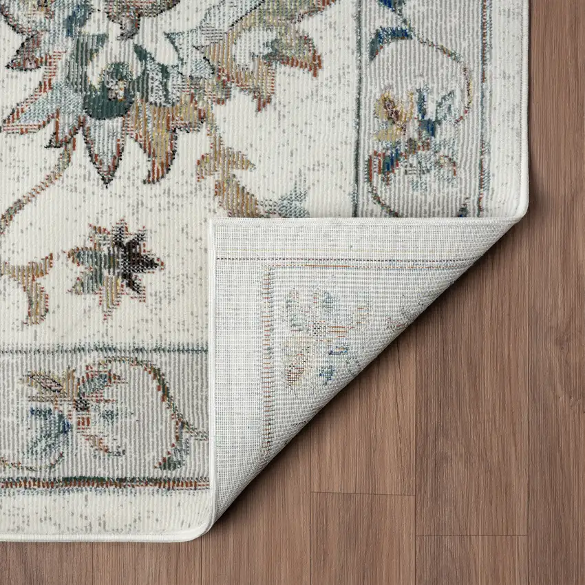Blue And Beige Floral Area Rug Photo 9