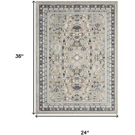 Blue And Beige Floral Area Rug Photo 3