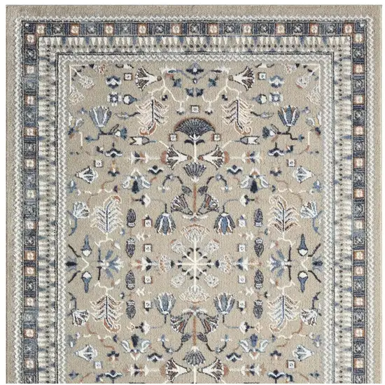 Blue And Beige Floral Area Rug Photo 5