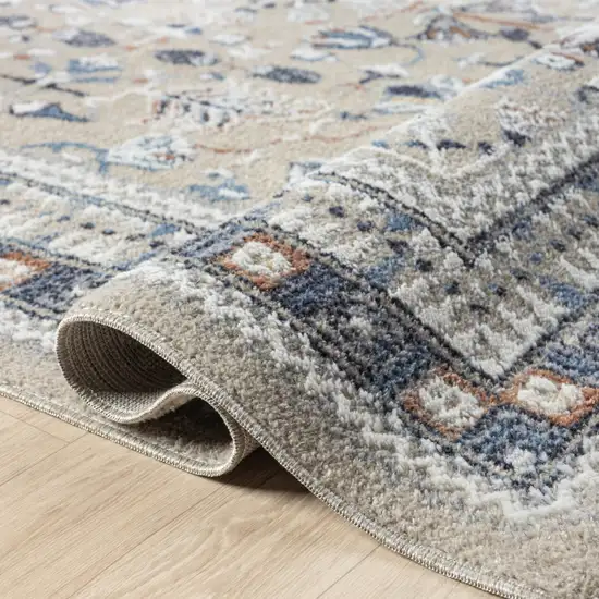 Blue And Beige Floral Area Rug Photo 9
