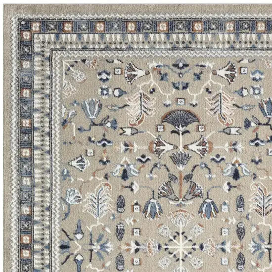 Blue And Beige Floral Area Rug Photo 4