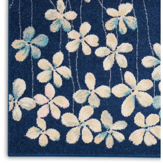 Blue And Beige Floral Area Rug Photo 8