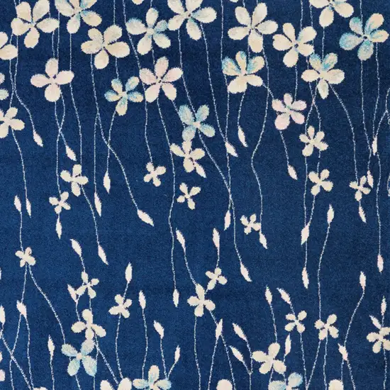 Blue And Beige Floral Area Rug Photo 5