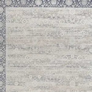Photo of Blue And Beige Floral Square Rug