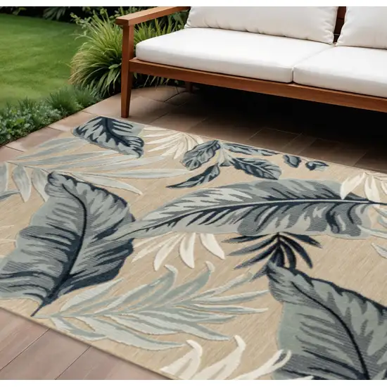 Blue And Beige Indoor Outdoor Area Rug Photo 1
