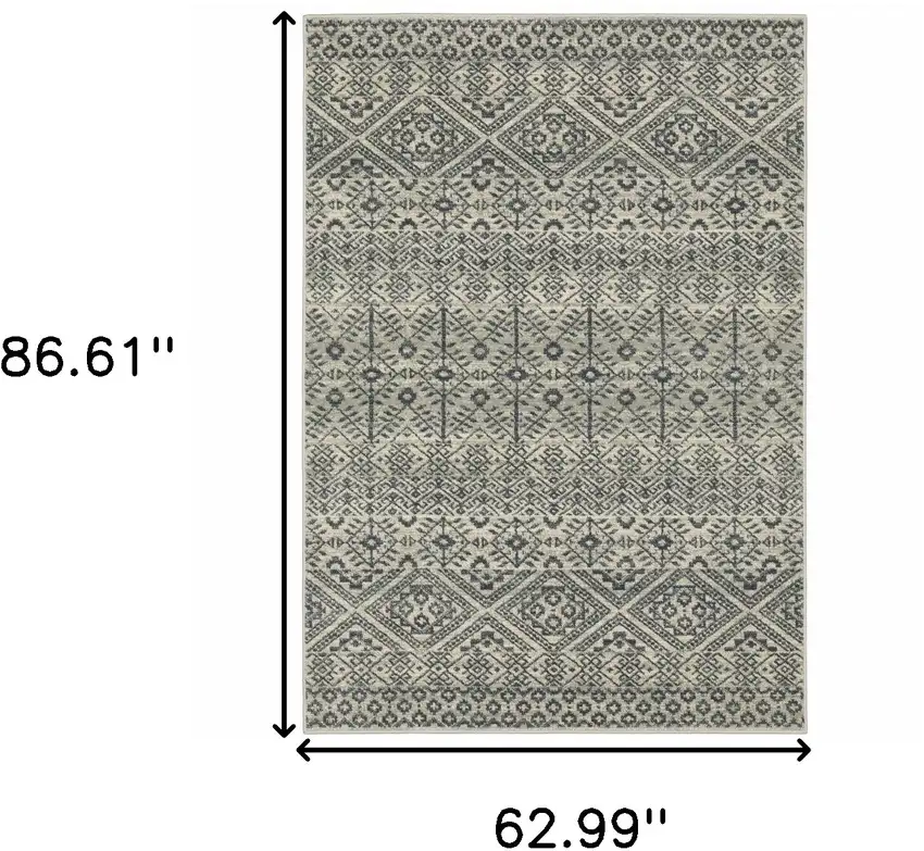 Blue And Beige Geometric Power Loom Stain Resistant Area Rug Photo 10