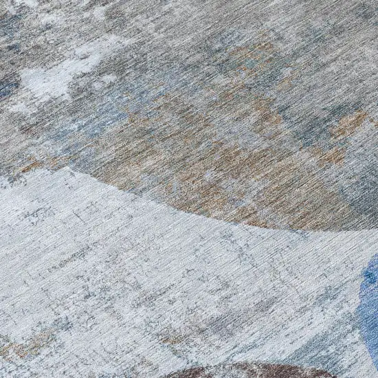 Blue And Beige Geometric Washable Indoor Outdoor Area Rug Photo 1