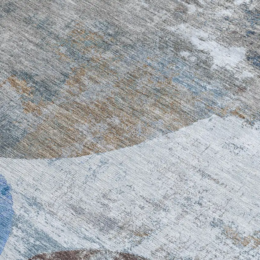 Blue And Beige Geometric Washable Indoor Outdoor Area Rug Photo 3