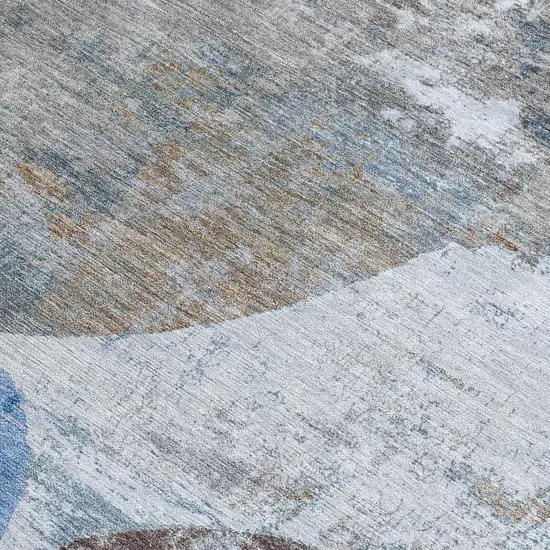 Blue And Beige Geometric Washable Indoor Outdoor Area Rug Photo 2