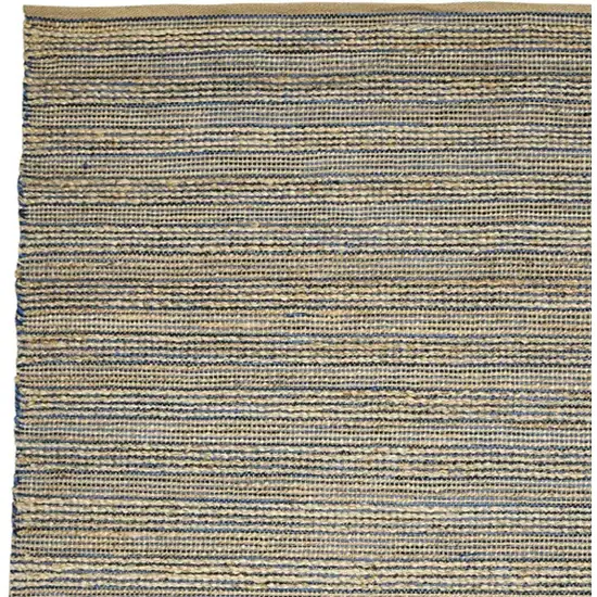 Blue And Beige Jute Striped Flatweave Handmade Area Rug Photo 9