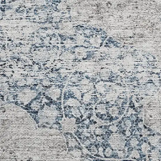 Blue And Beige Medallion Washable Area Rug With UV Protection Photo 2