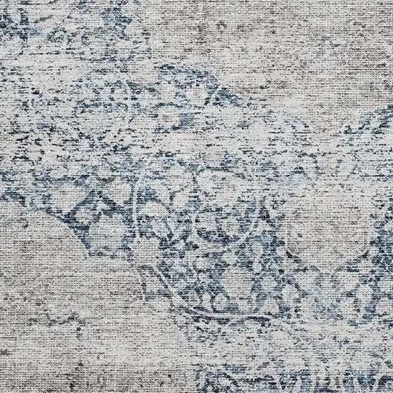 Blue And Beige Medallion Washable Area Rug With UV Protection Photo 3
