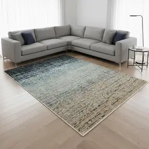 Photo of Blue And Beige Ombre Area Rug With Fringe