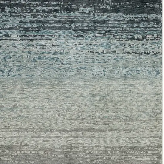 Blue And Beige Ombre Area Rug With Fringe Photo 7