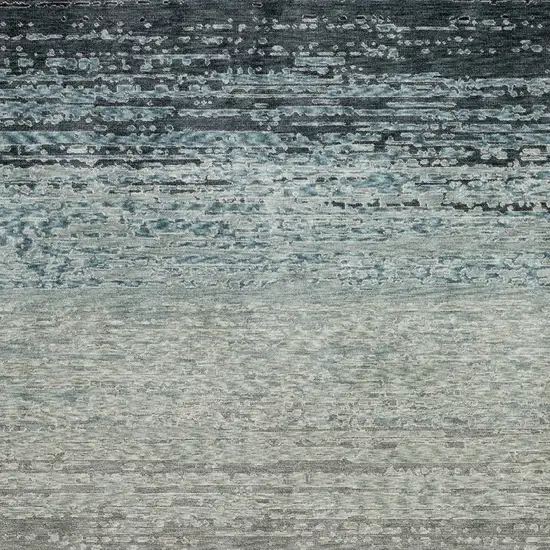 Blue And Beige Ombre Area Rug With Fringe Photo 7