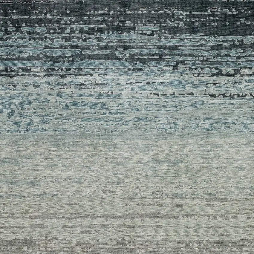 Blue And Beige Ombre Area Rug With Fringe Photo 7