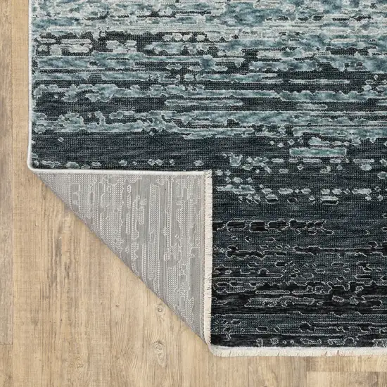 Blue And Beige Ombre Area Rug With Fringe Photo 8