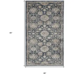 Photo of Blue And Beige Oriental Non Skid Area Rug